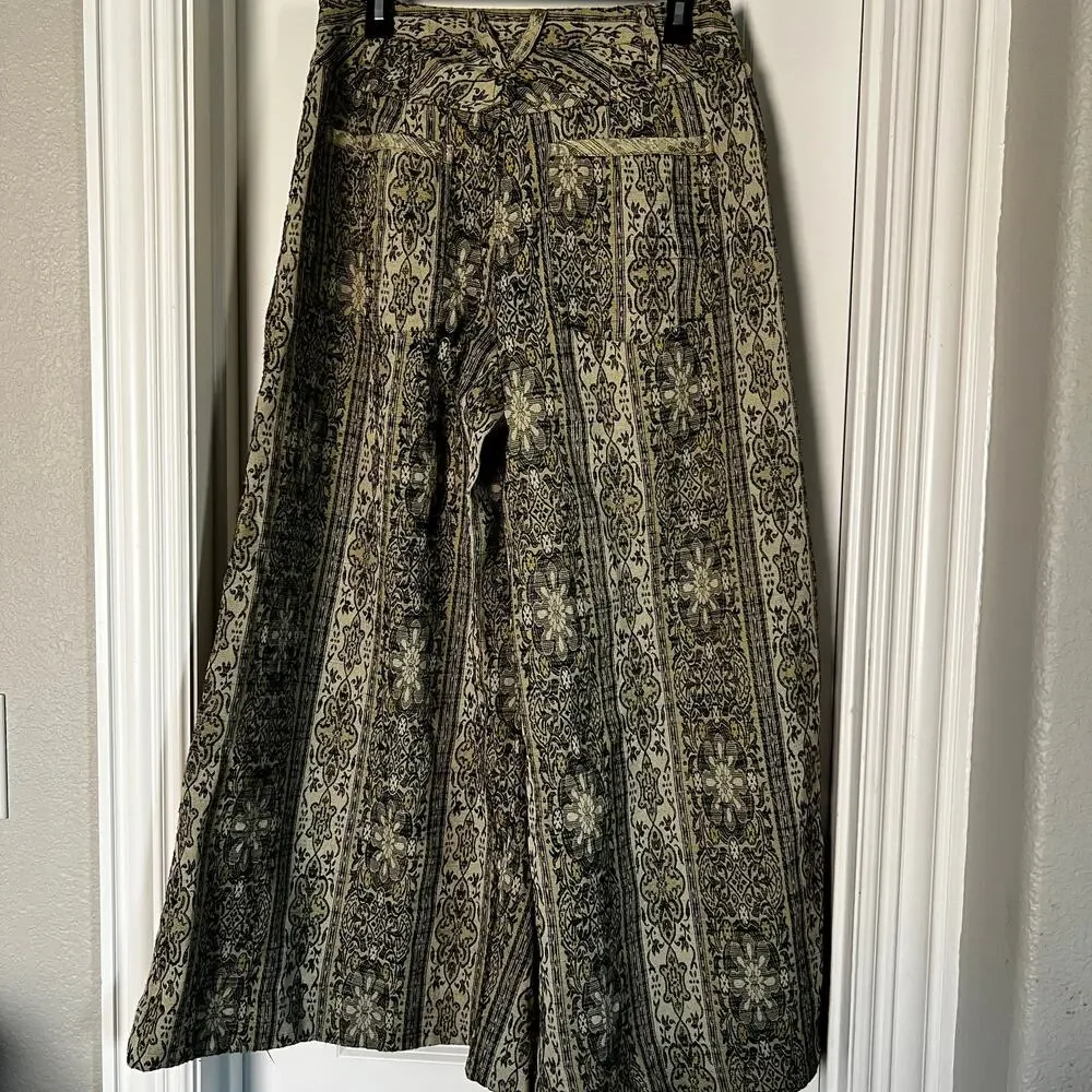 Free People Dahlia Wide-Leg Pants | Lemongrass Combo | Size 8